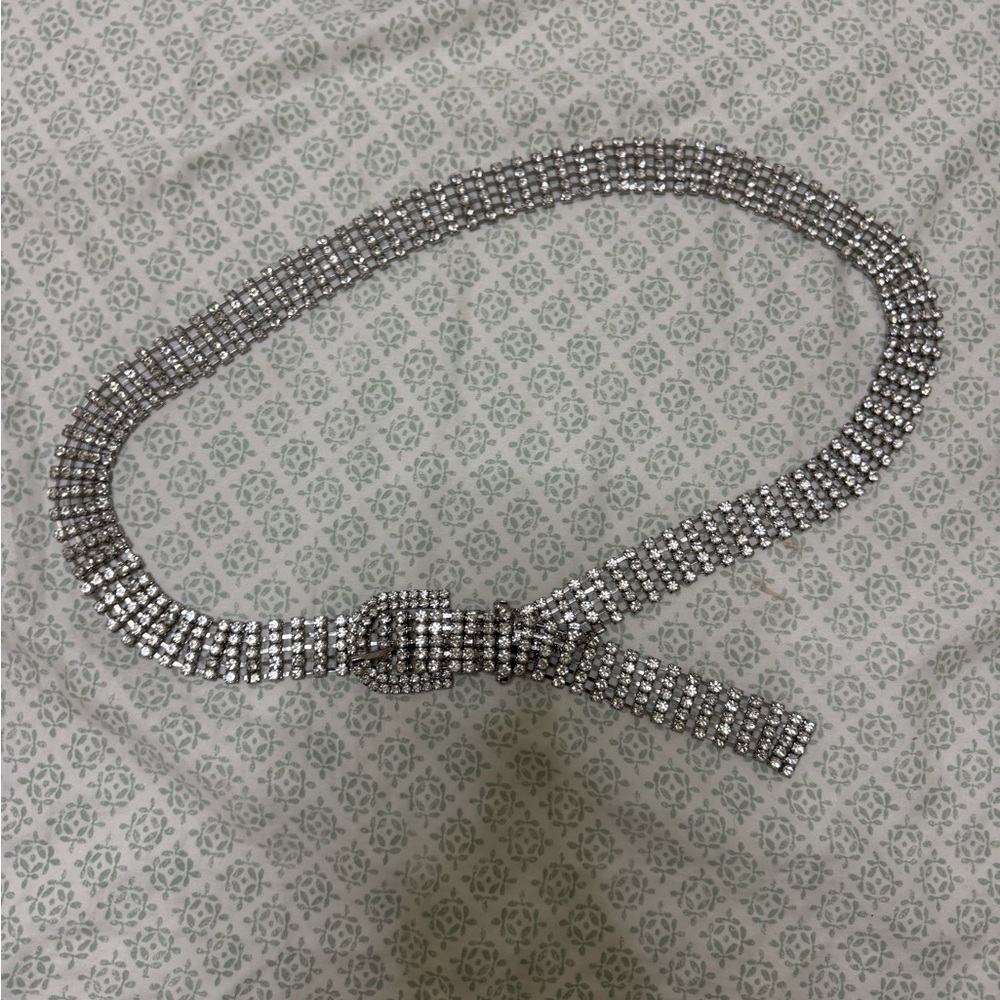 Elegant Silver Rhinestone Belt